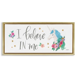 Stupell Industries Believe In Me Blue Unicorn, 31" x 14" - 1 of 4