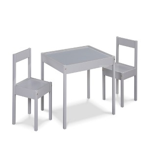Lirago Kids Wood Table and 2 Chairs Children Activity Table Toddler Furniture Set for Creative Play and Learning Gray - 1 of 4