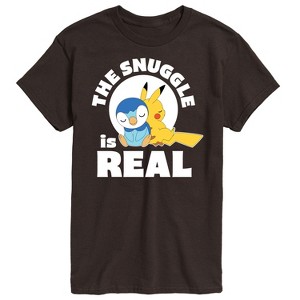 Men's - Pokémon - The Snuggle Is Real Pikachu and Piplup -Men's Short Sleeve Graphic T-Shirt Short Sleeve Graphic T-Shirt - 1 of 3