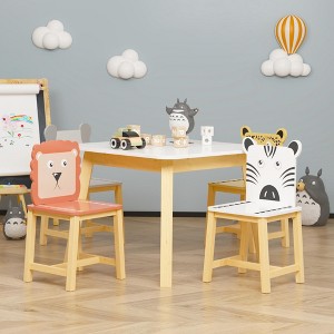 NicBex 3/5-Piece Small Dining Toddler Table Set & Chairs for Study,Bedroom,Wooden Kids Dinette Set with Cute Shape - 1 of 4