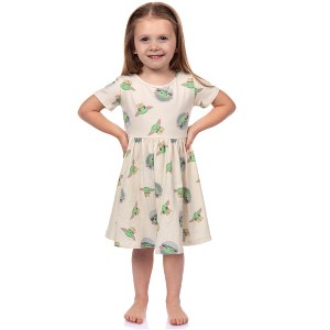 Star Wars Toddler Girls' The Mandalorian Baby Yoda Creme Short Sleeve Dress - 1 of 4
