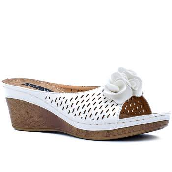 Gc Shoes Naples White 6 Flower Comfort Slide Wedge Sandals : Target