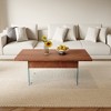 Multifunctional MDF Lift Top Coffee Table with White Marble Pattern, Tempered Glass Legs and Spacious Storage - 2 of 4