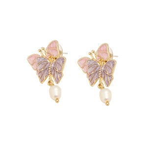 SOHI Women's Lavender Duo-Papillon Drop Earrings - 1 of 4