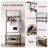 Hall Tree Shoe Bench, 4-in-1 Industrial Entryway Storage Bench with 8 Sturdy Hooks - 3 of 4