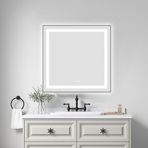 30 x 30 Inch LED Bathroom Mirror with Front and Backlight,Wall Mounted Vanity Mirror with Aluminum Frame,Anti-Fog, Memory, 3 Colors, Stepless Dimmable - 1 of 4