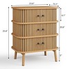 Fluted 3 Drawers Nightstand with Sliding Door - image 2 of 4