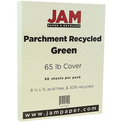 JAM Paper Parchment 65lb Cardstock 8.5 x 11 Coverstock Green Recycled 27561