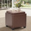 Square Leather Ottoman with Reversible Tray Lid – Hidden Storage Footrest, Small Coffee Table, Sturdy Design – 18”x18” - 2 of 4
