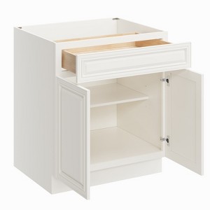 CASAINC 30 in. W x 24 in. D x 34.5 in. H Plywood Ready to AsseMatte Blackle Floor Base Kitchen Cabinet in Pearl White with Drawer - 1 of 4