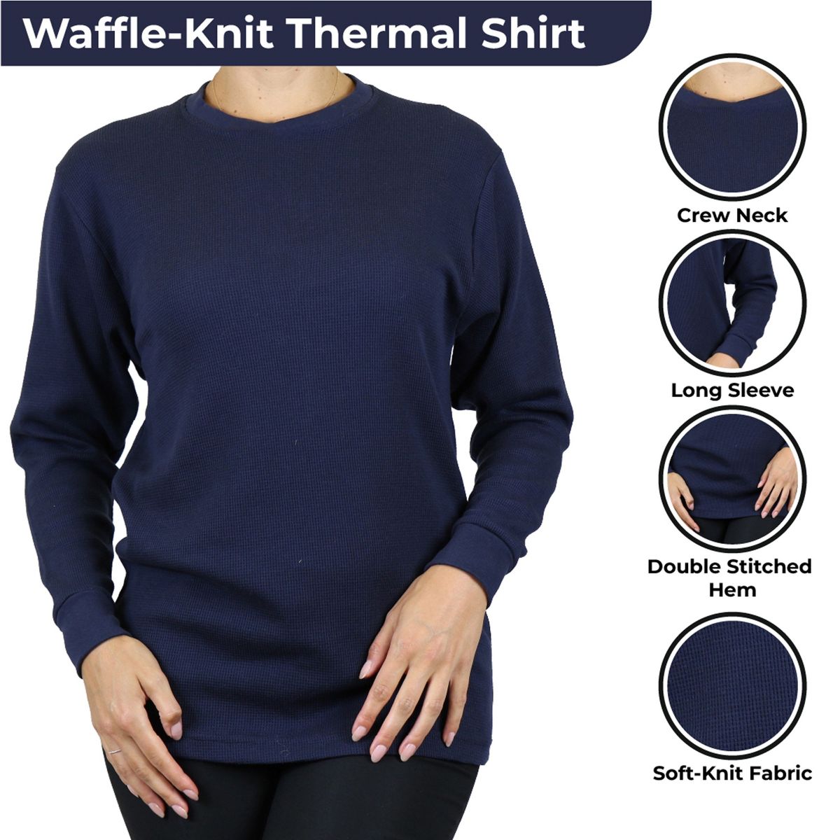 Galaxy By Harvic Women's Loose Fit Waffle Knit Thermal Shirt - thumbnail 8