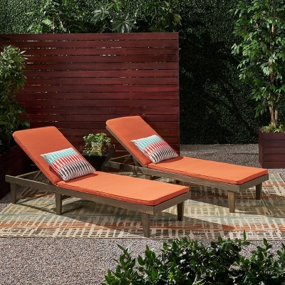 Nadine 2pk Acacia Wood Chaise Lounge Set Gray - Christopher Knight Home