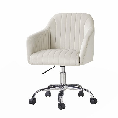 Patrick Velvet Channel Tufted Task Chair with Chrome-Plated Metal Base | HULALA HOME