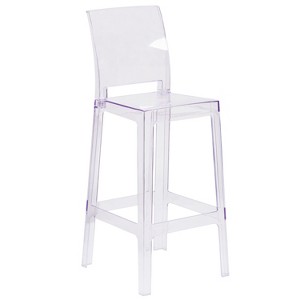 Emma and Oliver Ghost Barstool with Square Back in Transparent Crystal - 1 of 4
