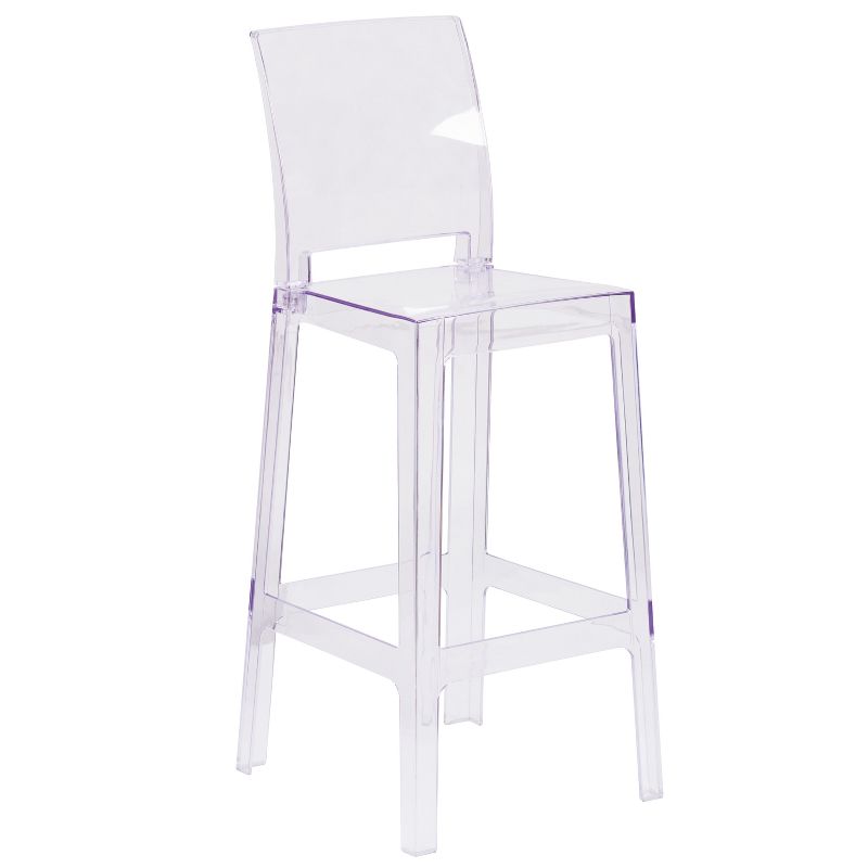 Flash Furniture Ghost Barstool with Square Back in Transparent Crystal, 1 of 12