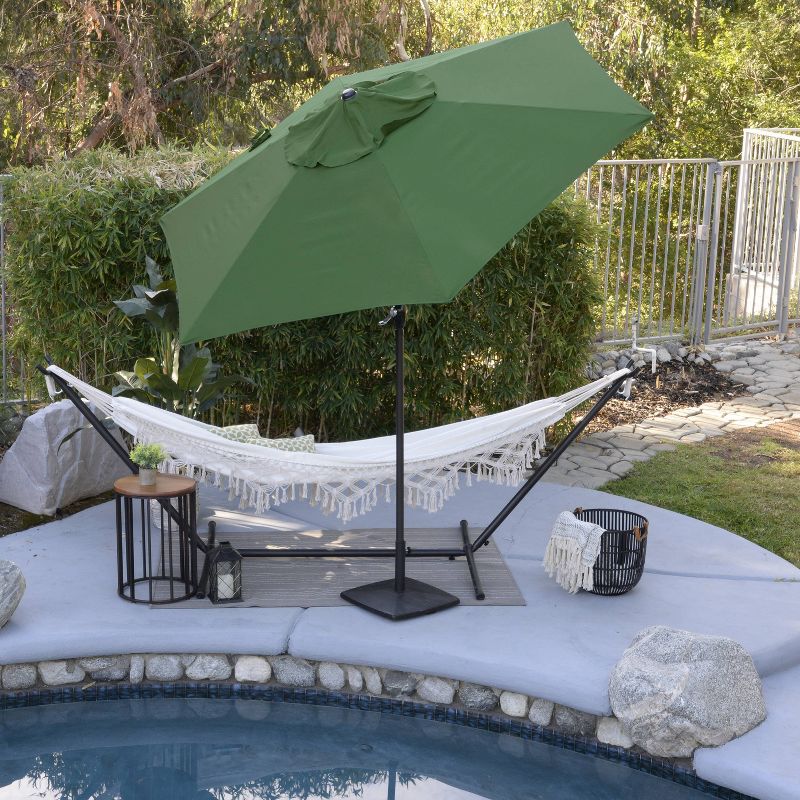 9&#39; x 9&#39; Steel Market Polyester Patio Umbrella with Crank Lift and Push-Button Tilt Hunter Green - Astella, 4 of 7