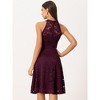 Allegra K Women's Lace Halter Neck Sleeveless Elegant Cocktail A-Line Dress - 3 of 4