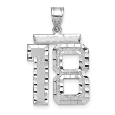 Black Bow Jewelry 14k White Gold, Varsity Collection, Large D/C Pendant, Number 18