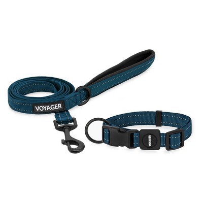 Voyager Adjustable Nylon Collar and Leash Combo for Dogs and Cats