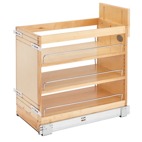 Rev-a-shelf 11 Pull Out Storage Organizer For Base Kitchen/ Bathroom  Cabinets, Spice Rack/ Pantry Shelves With Soft Close Slides, Wood,  448-bddsc-11c : Target