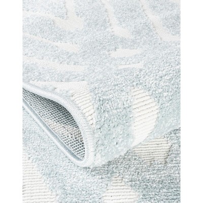 Light Blue Geometric 4' x 6' Synthetic Outdoor Area Rug