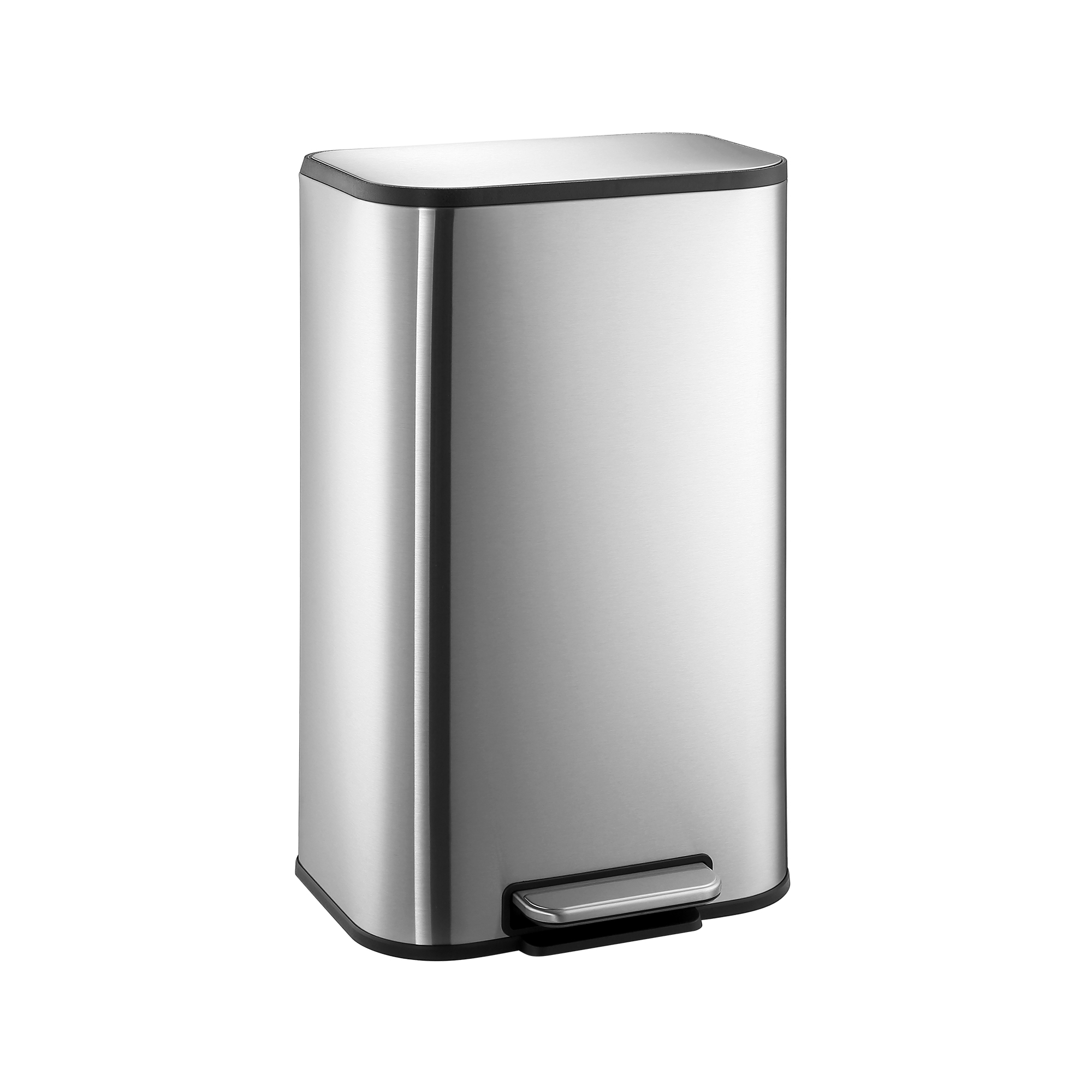 Stainless Steel Kitchen Trash Can 8 Gal, Hand Free Garbage Can with Inner Bucket & Soft Close Lid
