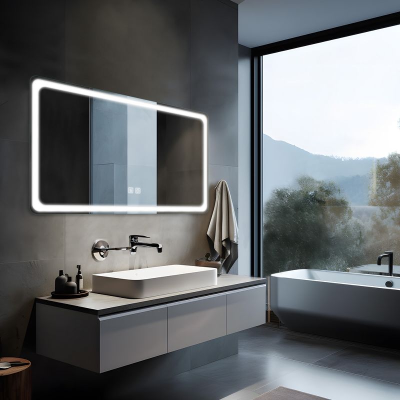 Neutypechic LED Wall Mounted Backlit Mirror with Anti-Fog Modern Rectrangle Bathroom Vanity Mirror, 4 of 7