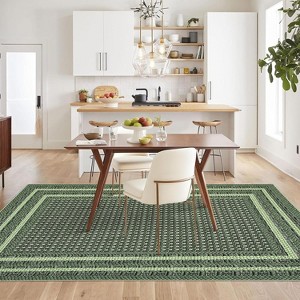 Washable Braided Printed Area Rug, Non Slip Low Pile Foldable Carpet, Soft Thin Stain Resistant Mat for Living Room Bedroom Kitchen - 1 of 4