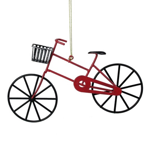 C&F Home Metal Red and Green Bicycle with Basket Christmas Xmas Ornament A/2 Red