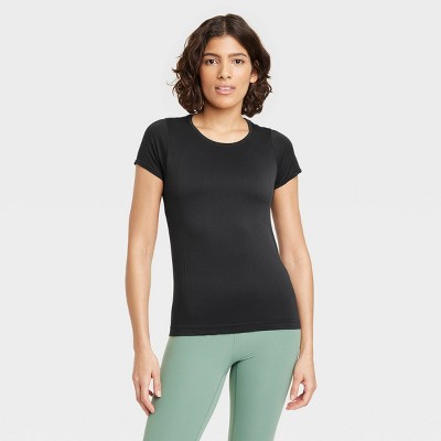 Women's Seamless Short Sleeve Shirt - All In Motion™ Black M : Target