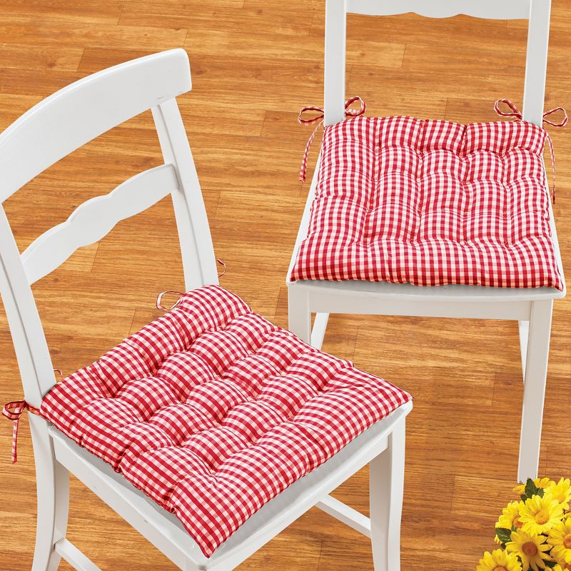 Collections Etc Gingham Plaid Patterned Dining Chair Pads - Set of 2, 2 of 4