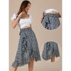 INSPIRE CHIC Women's High Waist Floral Summer Casual Ruffle Hem Tie Knot Lined A-Line Midi Skirts - 2 of 4