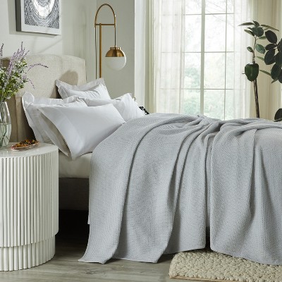 Light Grey Full/Queen Cotton Waffle Weave Reversible Blanket