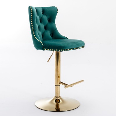 NicBex Dining Chairs Set of 2 Bar stool Upholstered Chair Swivel Velvet Adjusatble Seat with Backs Tufted for Home Pub and Kitchen