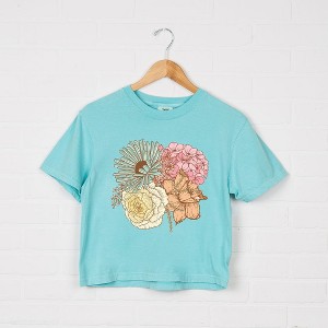 Simply Sage Market Women's Colorful Flower Bouquet Short Sleeve Relaxed Fit Cropped Tee - 1 of 4