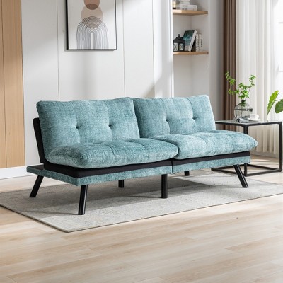 LOVMOR Convertible Sofa Bed Loveseat Futon Bed Breathable Adjustable Lounge Couch with Metal Legs,Futon Sets for Compact Living Space