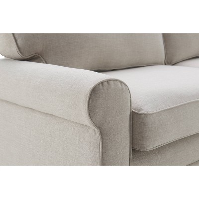 Light Gray Polyester Blend Rolled Arm Loveseat with Wood Legs
