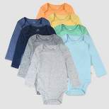 Honest Baby Boys' 8pk Rainbow Organic Cotton Long Sleeve Bodysuit - Blue/Orange