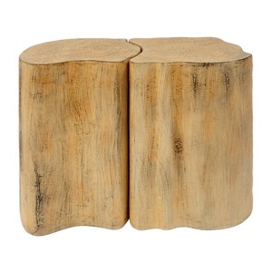Vynxaria 2-in-1 Irregular MGO End Table - Split Design, 18.11"H, Natural Color - 1 of 4