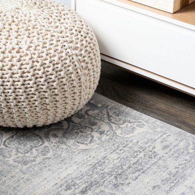 Light Gray Synthetic Reversible Rectangular Area Rug 5x8 Feet