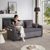 66'' Corduroy 3-in-1 Adjustable Sleeper Sofa Bed with Side Pockets, 4 Comfortable Pillows for Living Room Bedroom - 3 of 4