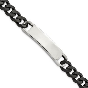 Black Bow Jewelry 11mm Stainless Steel & Black Plated Curb Link I.D. Bracelet, 8.5 Inch - 1 of 4