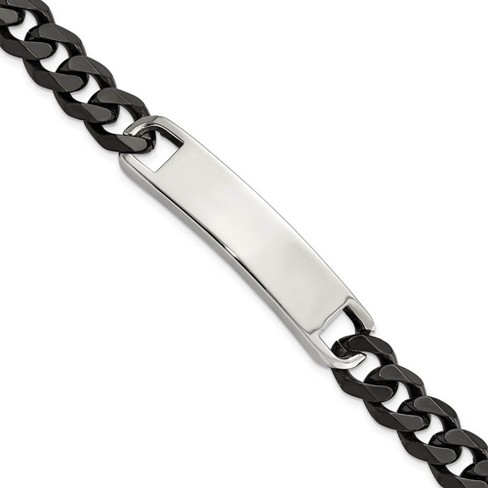 Black Bow Jewelry 11mm Stainless Steel & Black Plated Curb Link I.D. Bracelet, 8.5 Inch - image 1 of 4