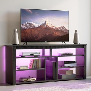 Bestier Tall TV Stand, 55” LED Entertainment Center For TVs up to 65”, Gaming TV Console with Storage For PS5, Media Center with Adjustable Shelves - 1 of 4