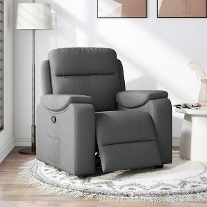 vidaXL Recliner Chair - Dark Gray Fabric Armchair with Manual Reclining Function and Side Pocket for Living Room/Bedroom/Lounge - 1 of 4