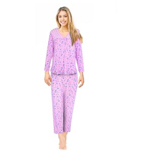 JEFFRICO Pajamas For Women 2 Piece Set Long Sleeve Sleepshirt With Pants Sleepwear Soft Pajamas - 1 of 4