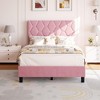 Upholstered Bed Frame, with Height Adjustable Diamond Pattern Headboard, Strong Wood Slat Support, Noise Free, Easy Assembly - 2 of 4