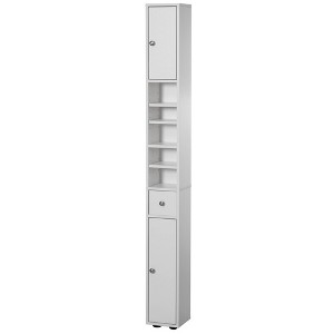 Basicwise 72" Narrow, Tall and Space Saving Multi-Purpose White Linen Tower - Ideal as Bathroom Organizer, Toilet Paper Cabinet and Kitchen Cabinet - 1 of 4