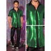 Lars Amadeus Men's Contrasting Color Short Sleeves Disco Party Sparkly Sequins Shirt - 4 of 4