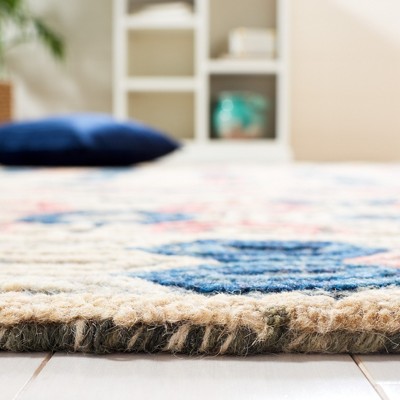 Handmade Gray and Navy Wool Tufted Area Rug, 3' x 5'